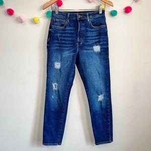 Forever 21 Dark Wash High Rise Hidden Button Fly Mom Jeans Women's Size 26